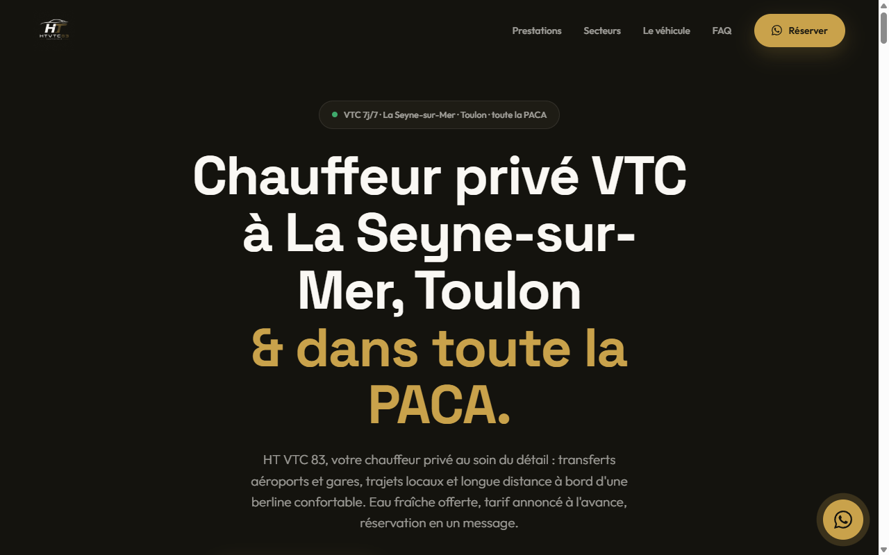 Aperçu du site vitrine HT VTC 83, chauffeur privé à La Seyne-sur-Mer